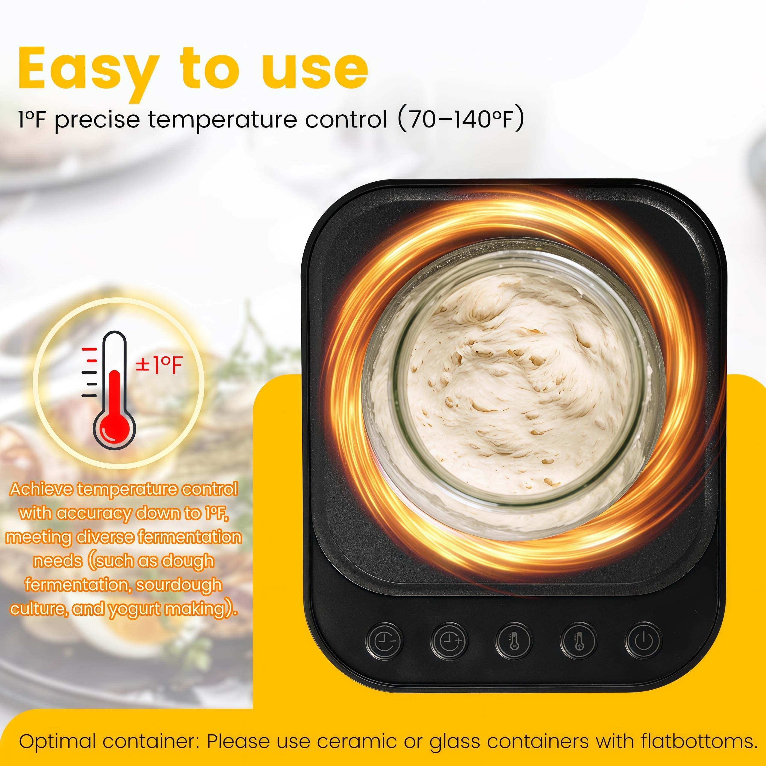 FEIOOD Sourdough Warmer Mat memory function saving last settings for quick use.