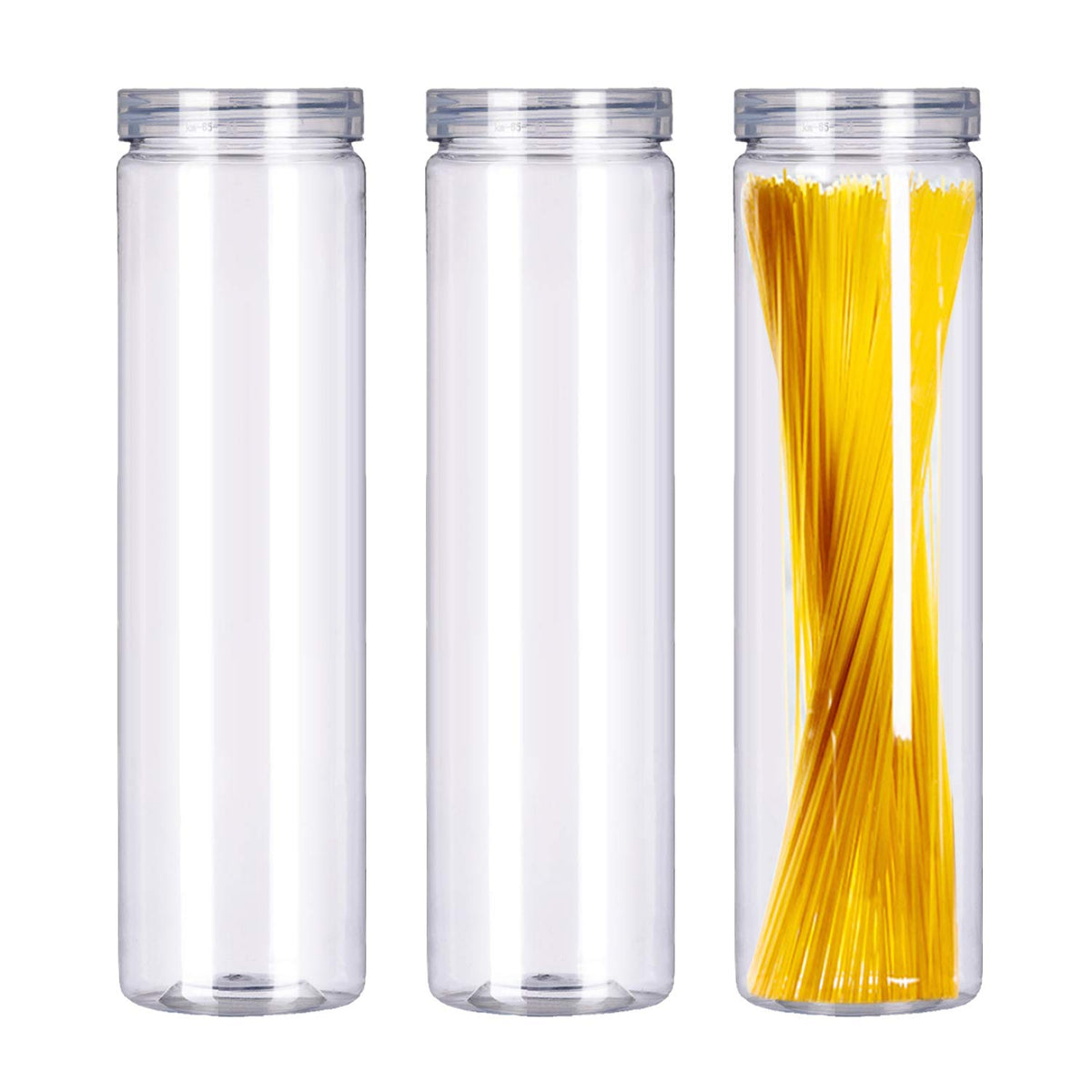 FEOOWV clear jar set showing transparent body for easy visibility of dry goods.