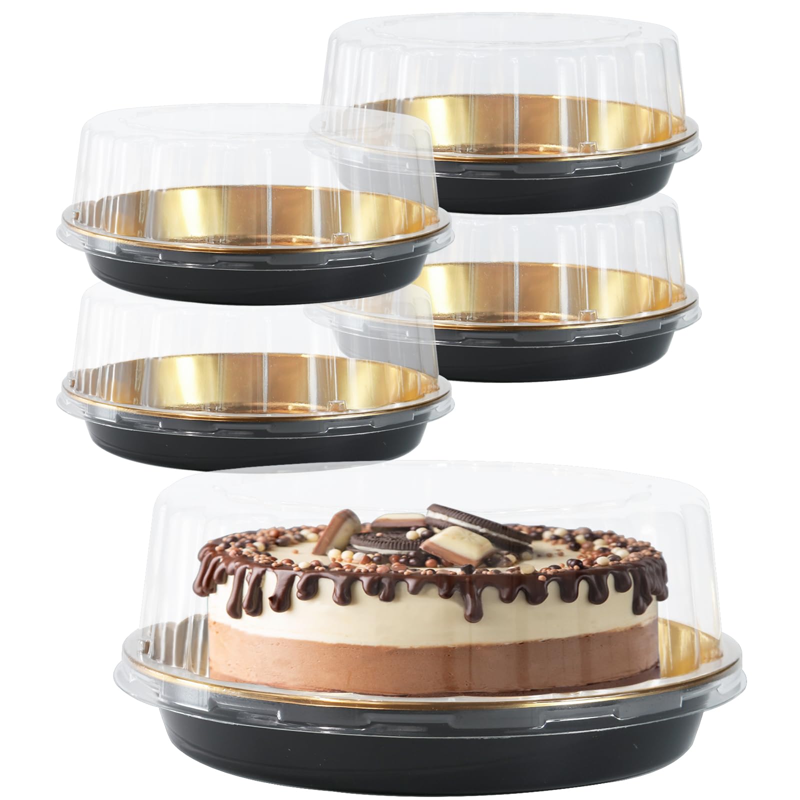 FEOOWV 5Pack round cake carrier with clear dome lid for easy viewing and transport