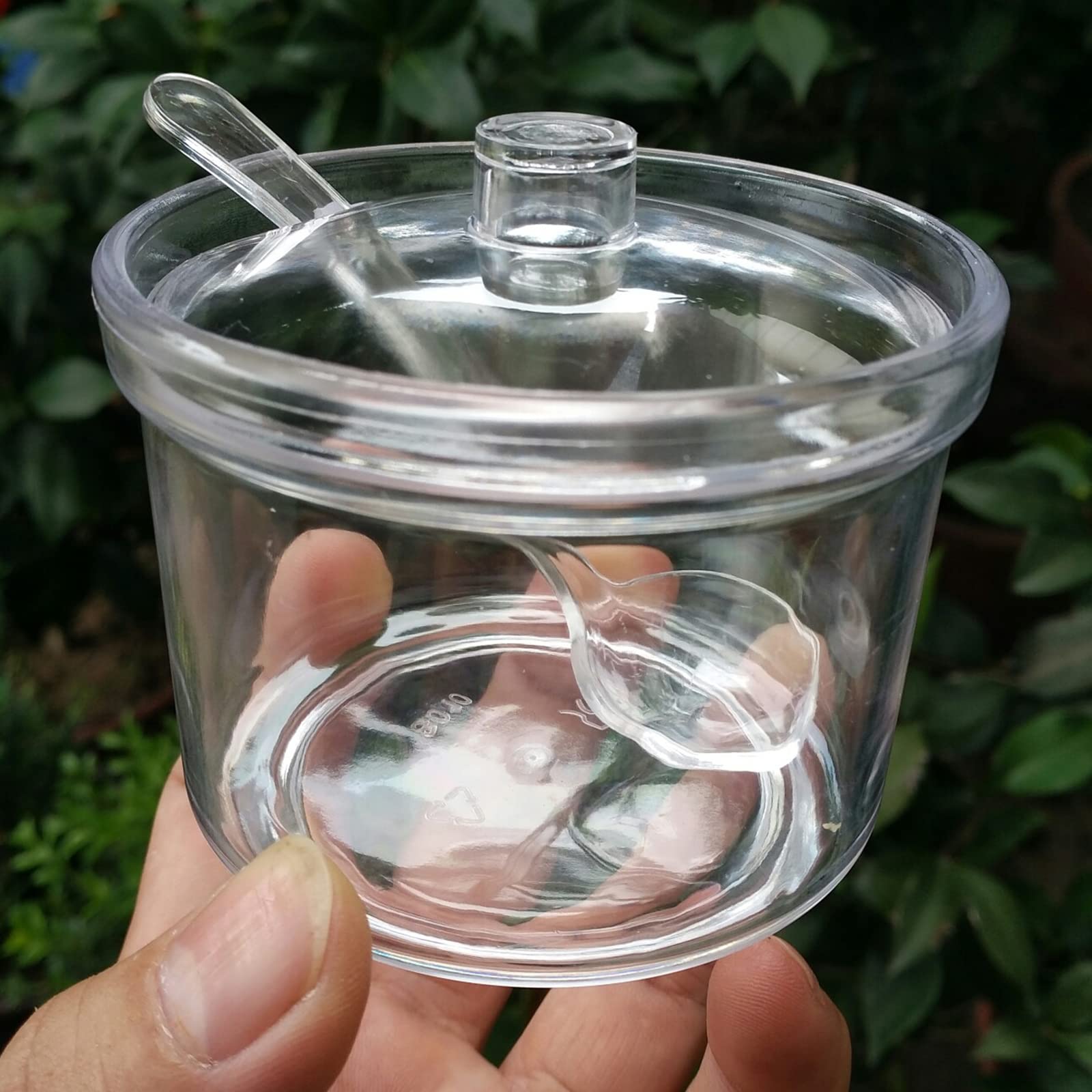 FEOOWV clear sugar and salt jars, 210 ml capacity for easy portioning.