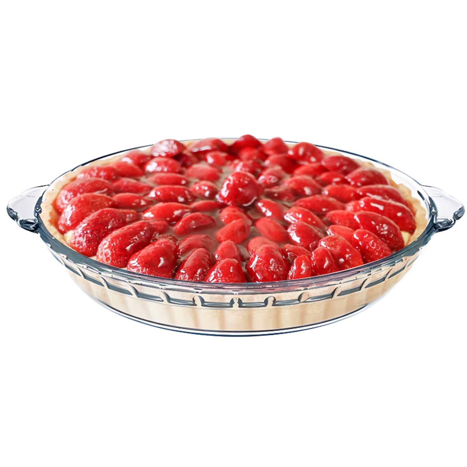 FEOOWV round glass pie pan with handles for easy oven-to-table serving