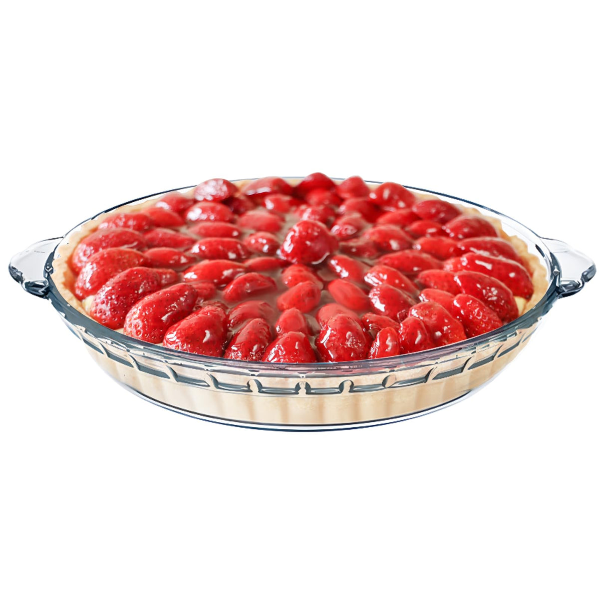 FEOOWV round glass pie pan with handles for easy oven-to-table serving