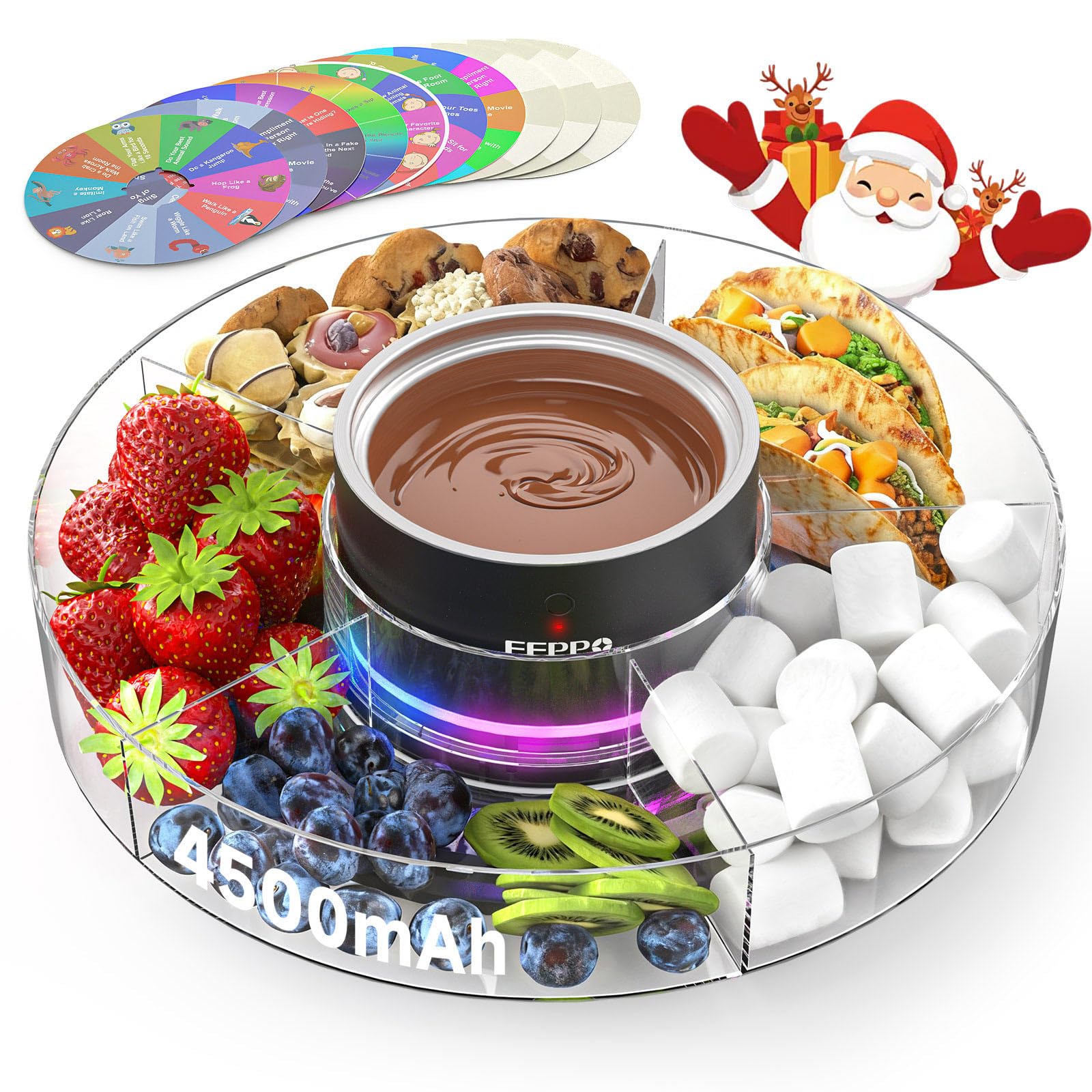 FEPPO cordless fondue pot with ambient light enhances cozy evenings