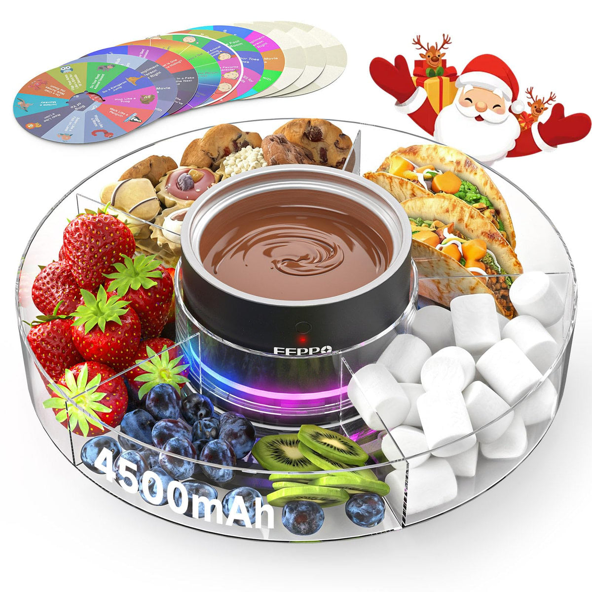FEPPO cordless fondue pot with ambient light enhances cozy evenings