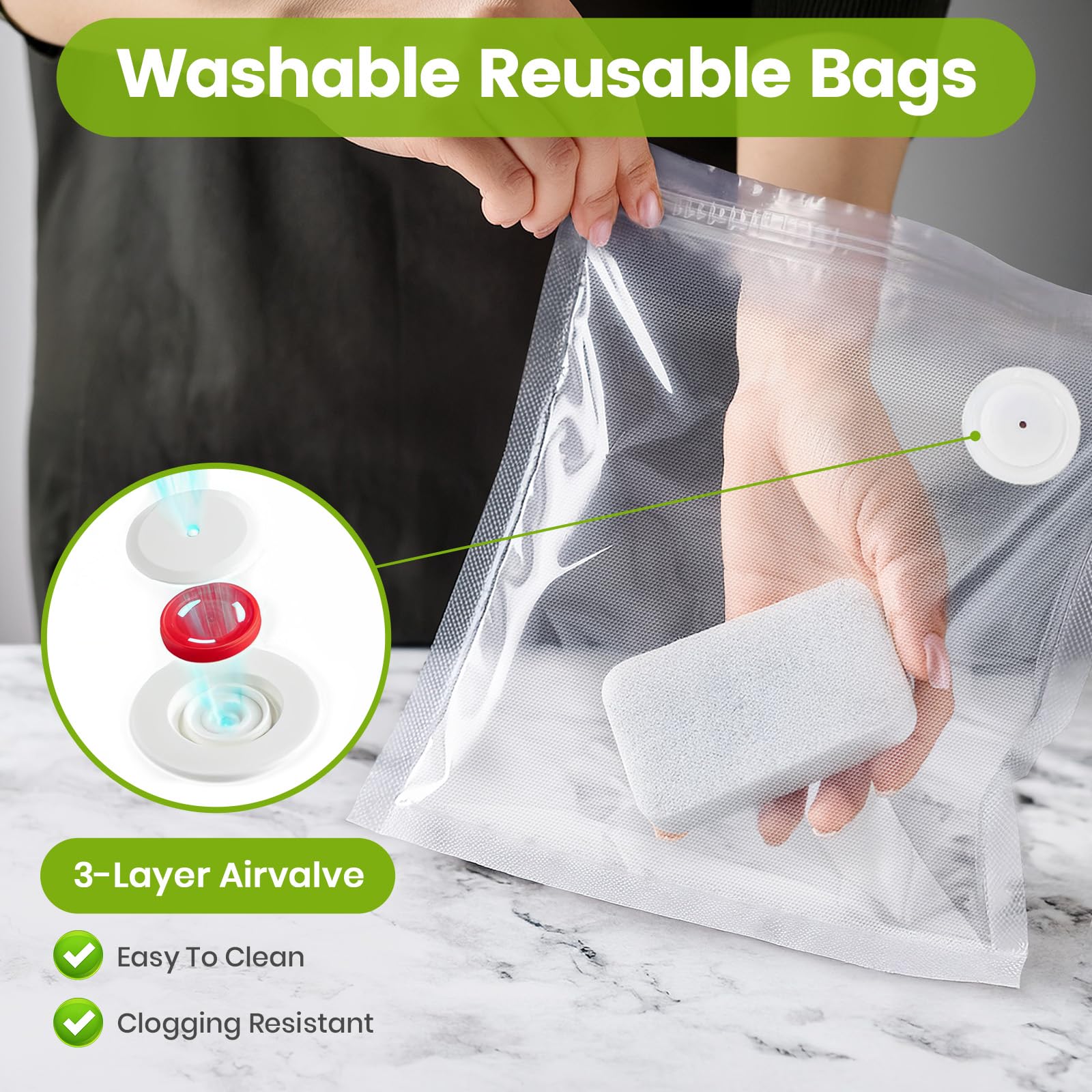 FEPPO vacuum bags dishwasher-safe design for easy cleaning.