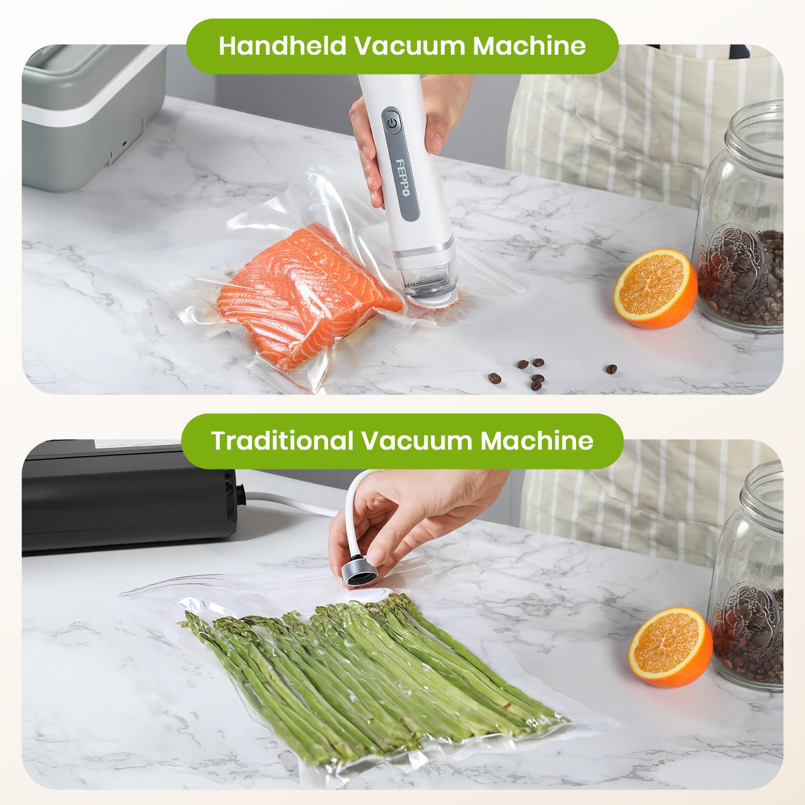 FEPPO sealing clips demonstrate quick seal for leftovers.