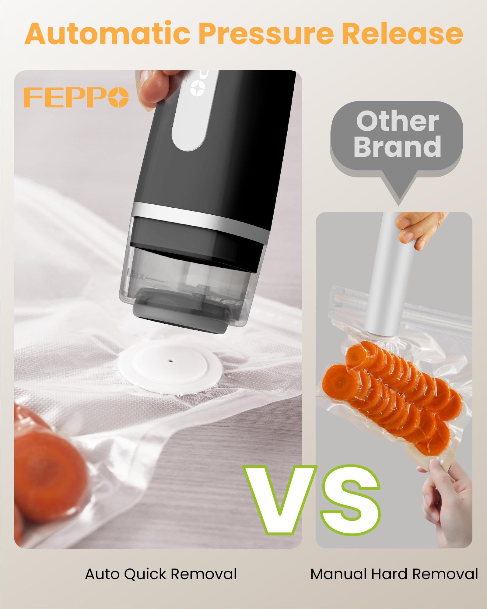 FEPPO compact vacuum sealer design for portable kitchen sealing