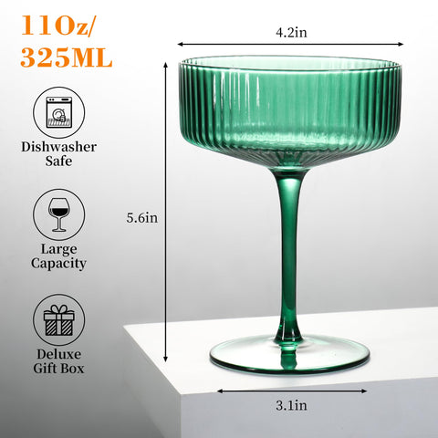 FERAHI champagne coupe glasses with luminous hues for celebrations