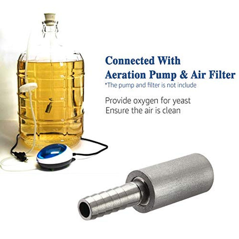 Ferroday aeration stone in use during homebrewing oxygenation