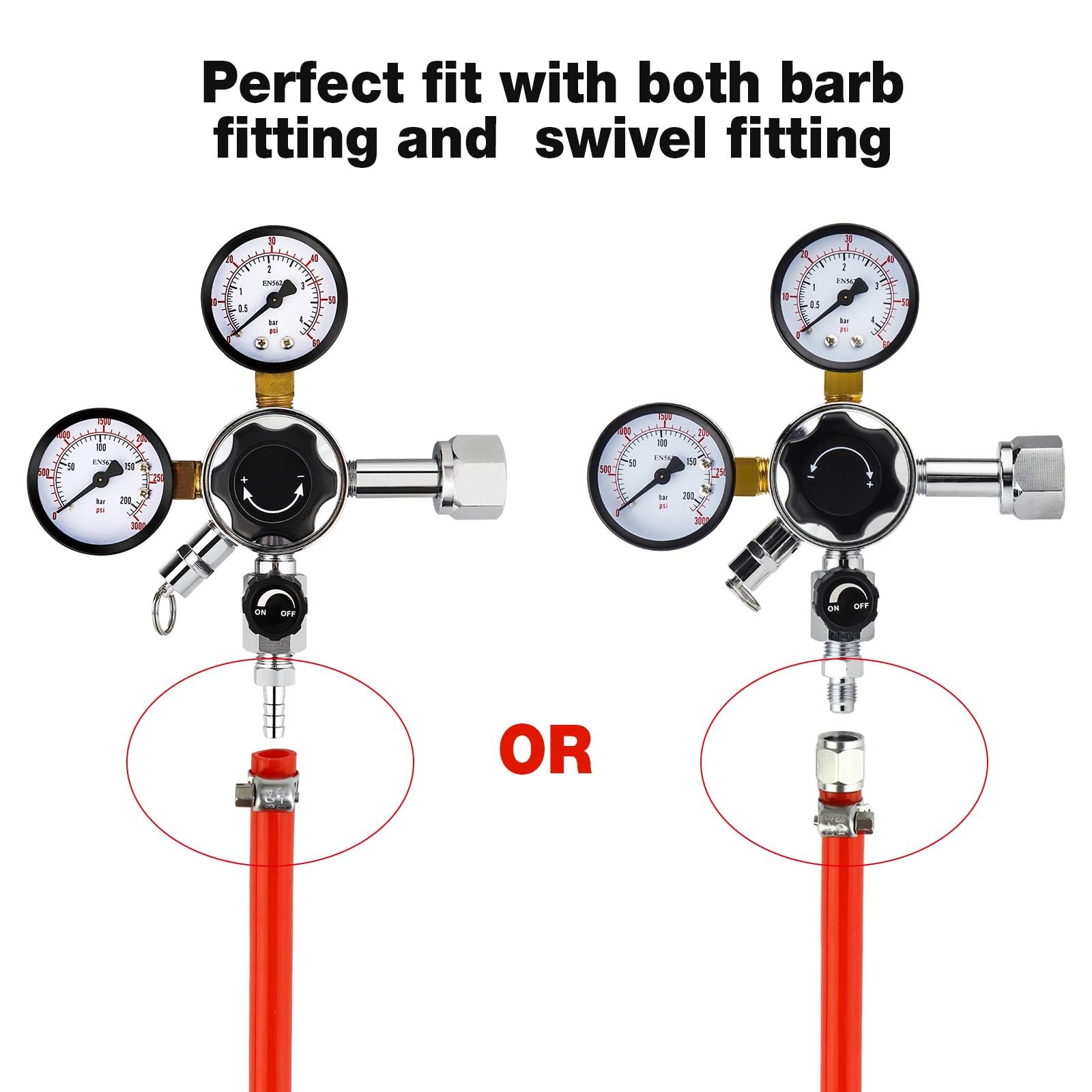 Ferroday ball lock keg compatibility setup fits multiple regulator configurations.