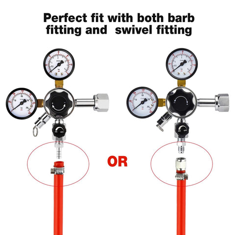 Ferroday ball lock keg compatibility setup fits multiple regulator configurations.