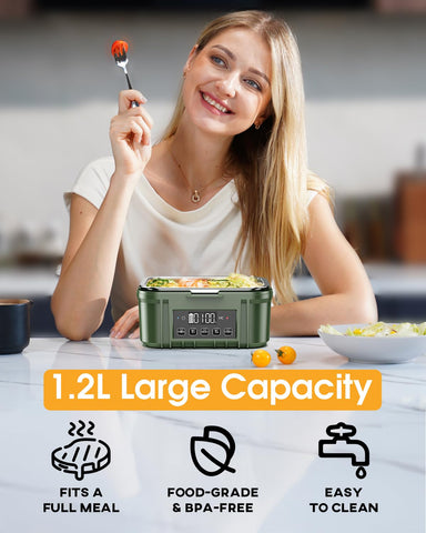 FERVINOW 1-2L stainless steel container keeps meals fresh and hot.
