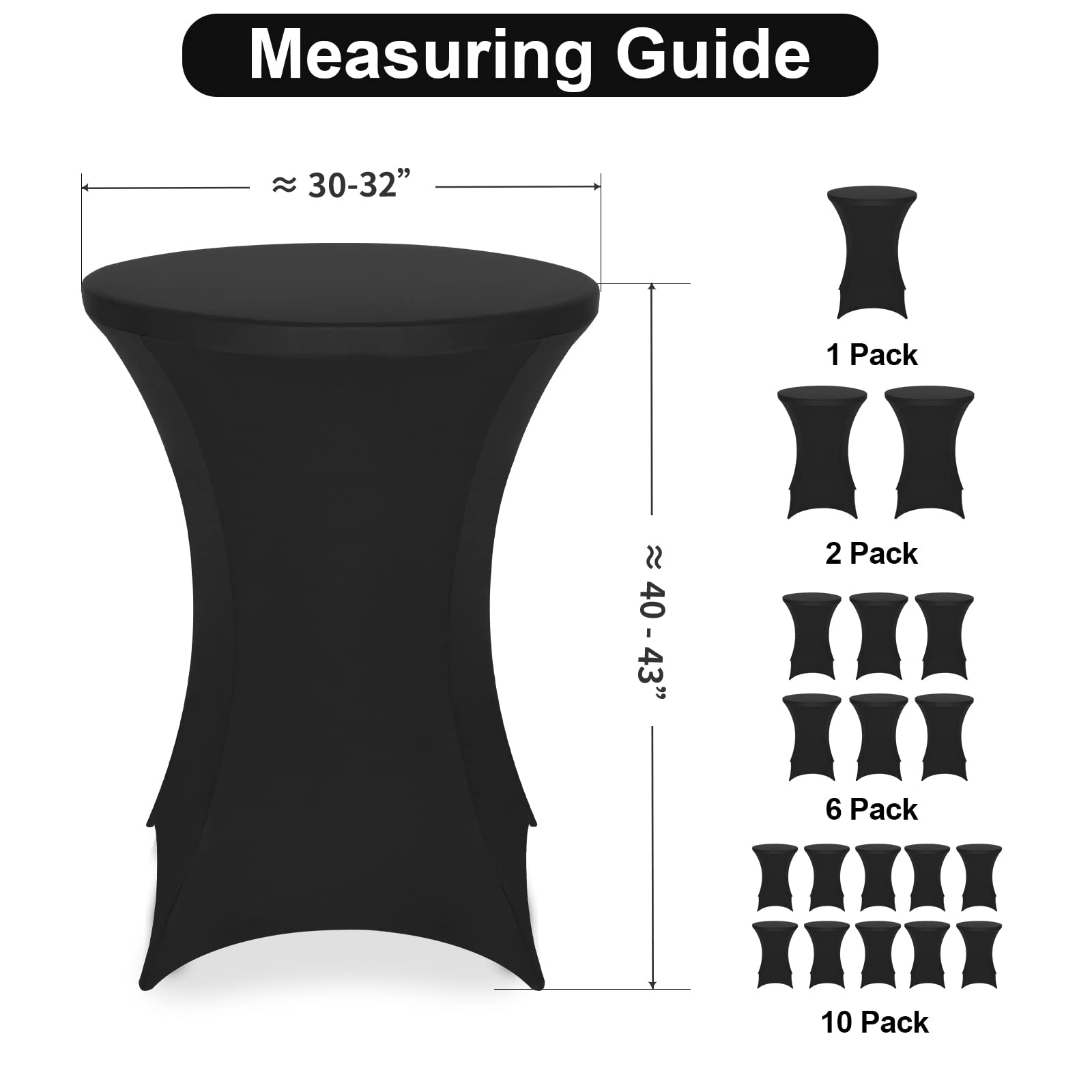 FestiCorp Spandex Black Table Cover with elastic pockets ensures precise leg coverage