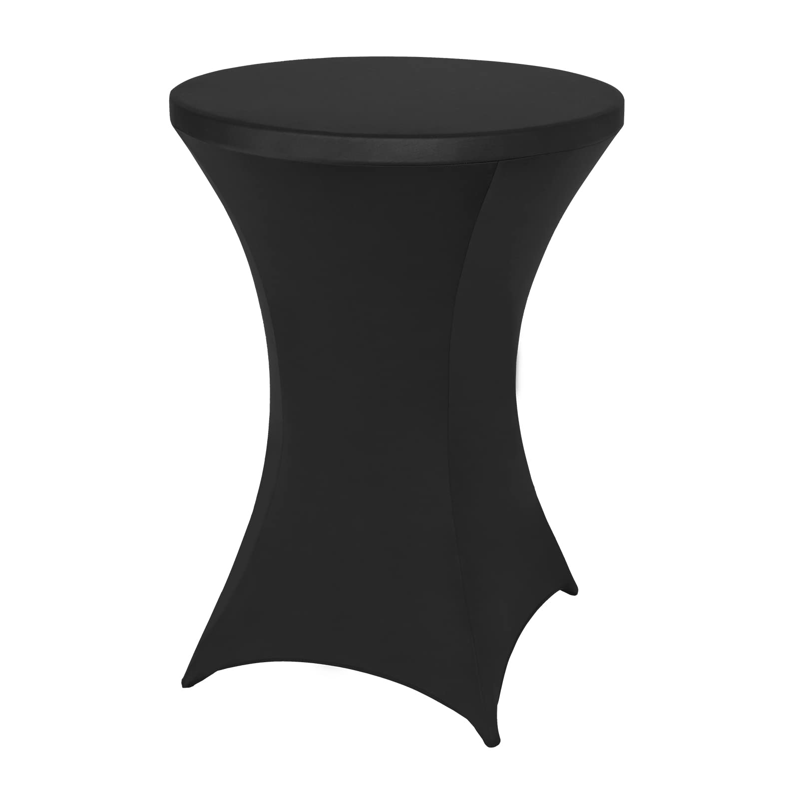 FestiCorp Spandex Black Round Table Cover on a 30-32 inch table for a polished setup