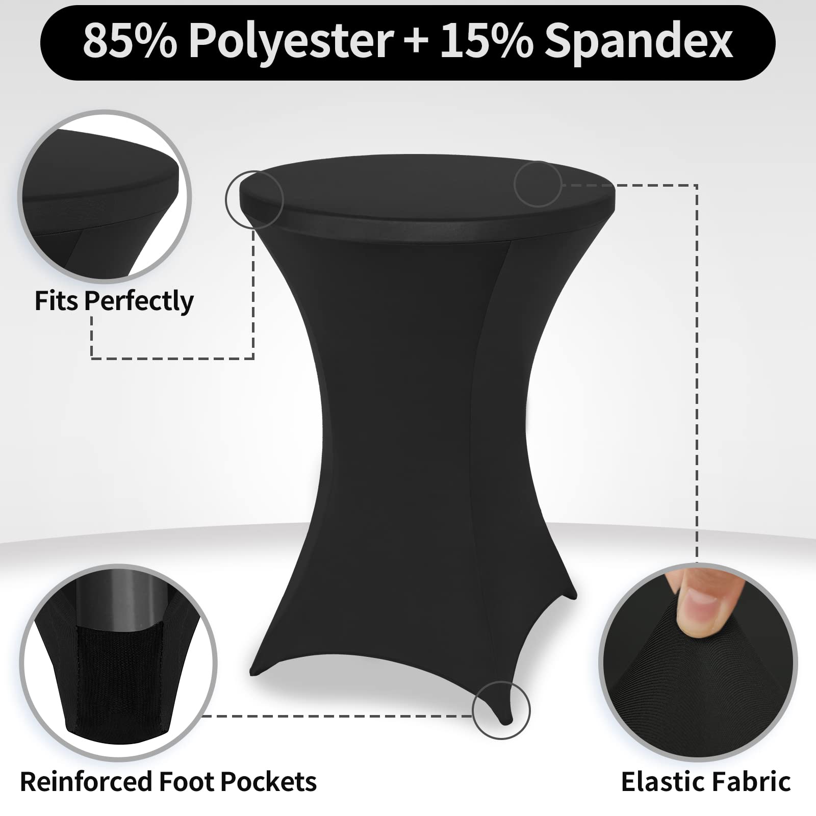 Elastic-pocket design keeps the cover in place for a clean look during events