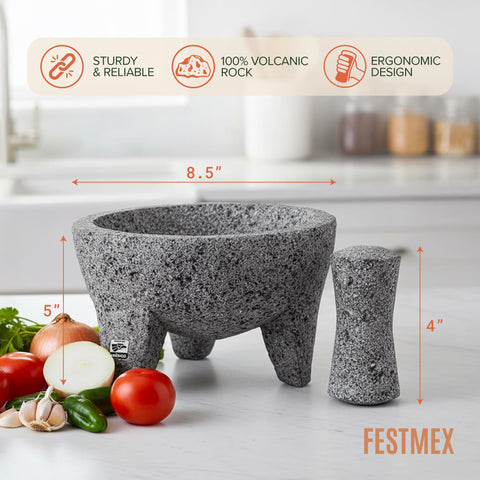 FESTMEX volcanic rock closeup shows textured surface aiding flavor release.