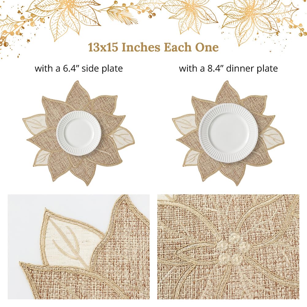 Feuille rustic placemats showcase burlap texture, protecting surfaces while enhancing farmhouse decor.