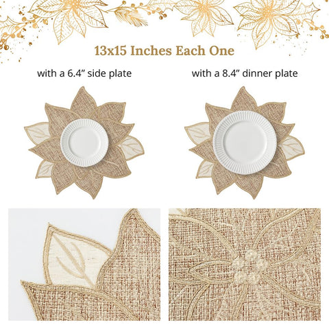 Feuille rustic placemats showcase burlap texture, protecting surfaces while enhancing farmhouse decor.