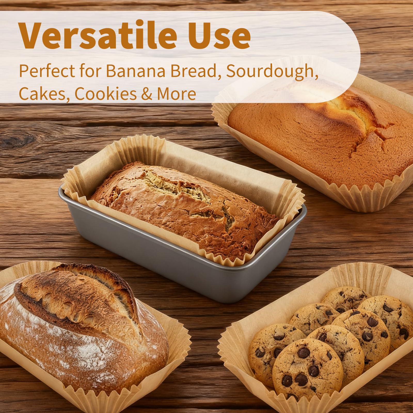 Fevbcnrj 100 pcs brown liners keep pans ready for daily bakes.