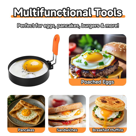 Fevbcnrj egg ring cooking pancake rounds on a griddle