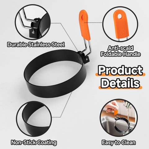 Fevbcnrj nonstick stainless steel egg ring for easy cleanup