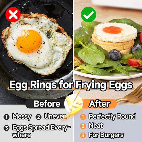 Fevbcnrj egg ring with heat-resistant silicone handle for safe lifting