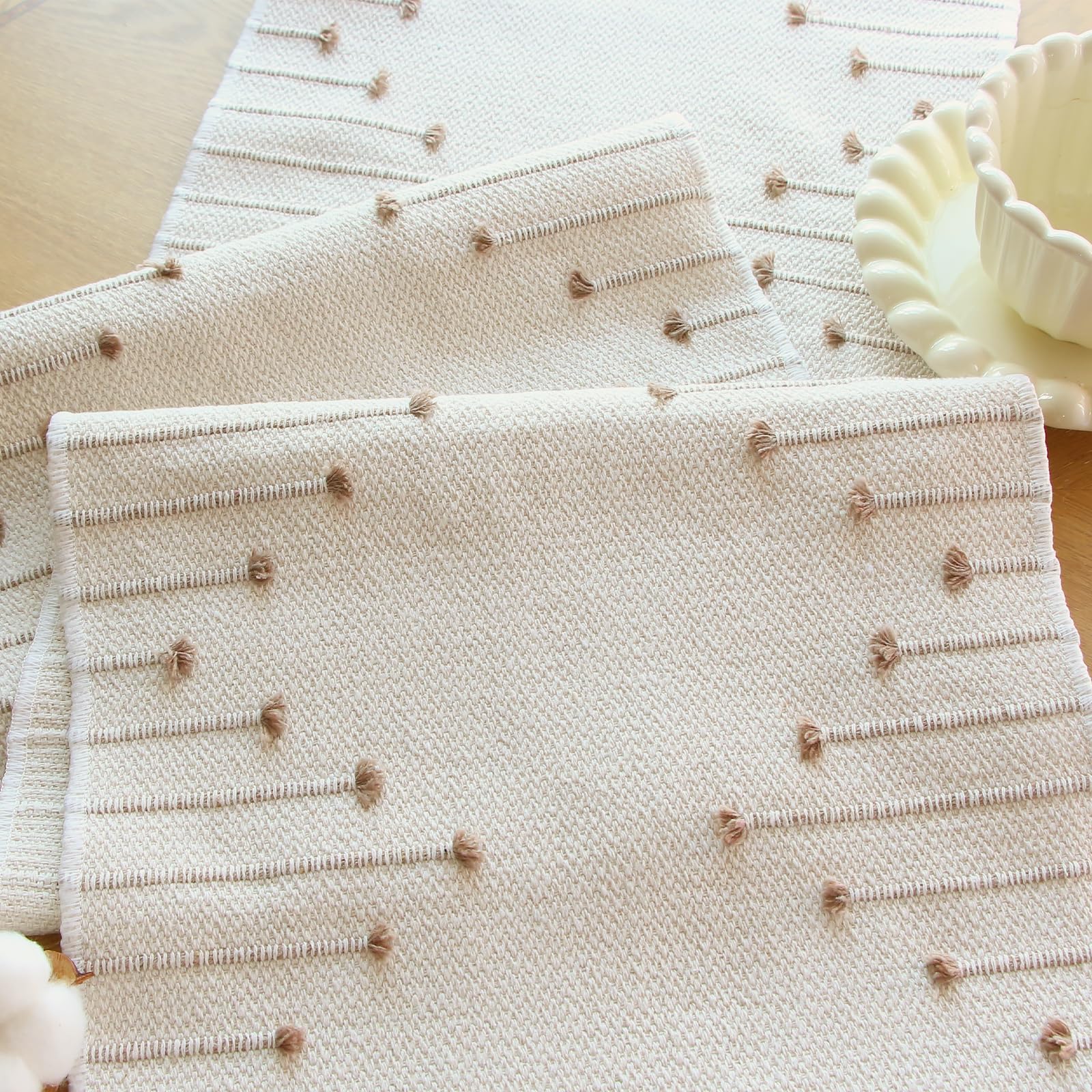 FEXIA 72 inch table runner on table for four to eight seating