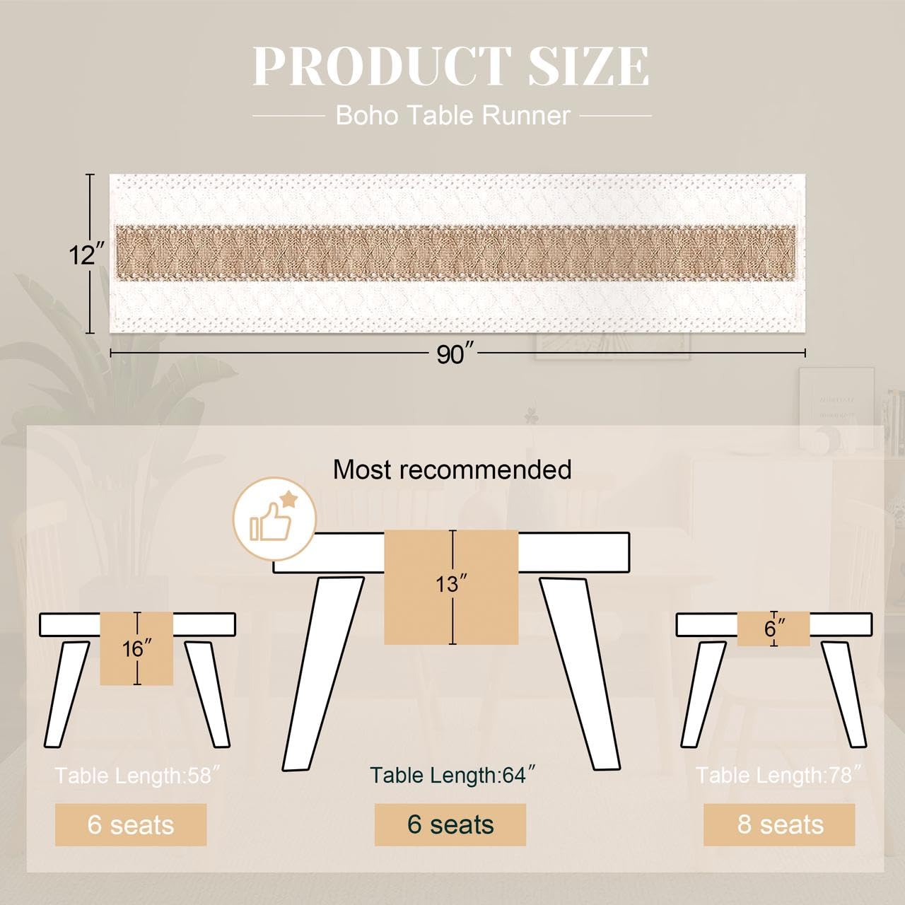 FEXIA macrame weave table runner showing rustic charm for daily meals