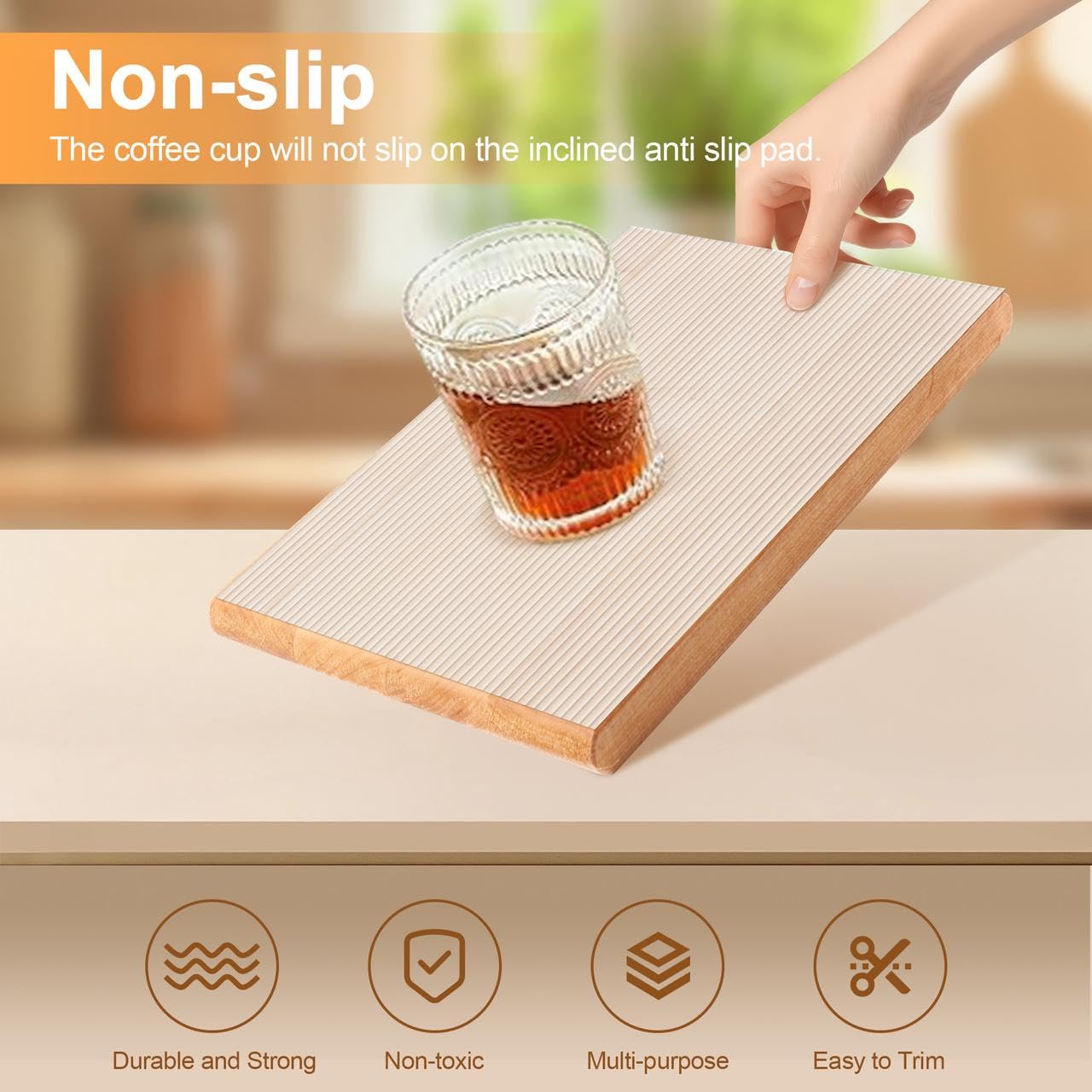FEXIA shelf liner being cut to fit a 20x20 ft area for custom sizing.