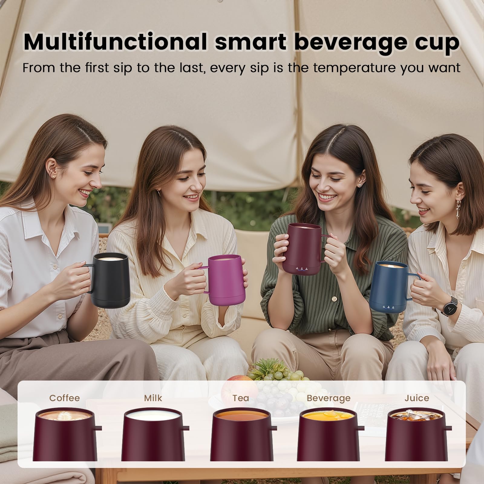One-button operation on the Fexqic mug simplifies use.