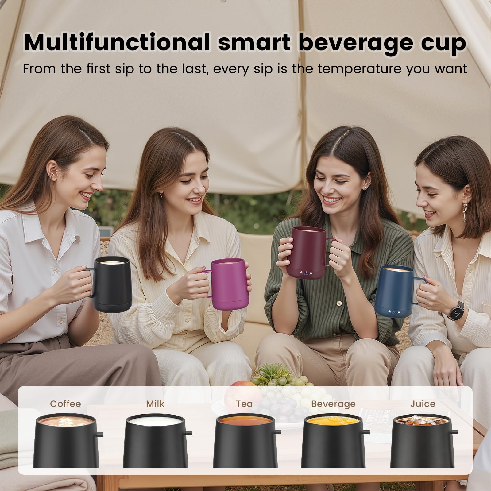 Fexqic mug fits car cup holders for easy sipping on the road.
