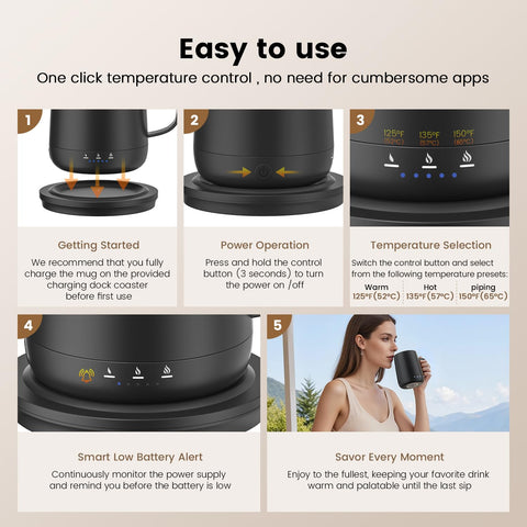 Fexqic mug ergonomic handle for comfortable grip while commuting.