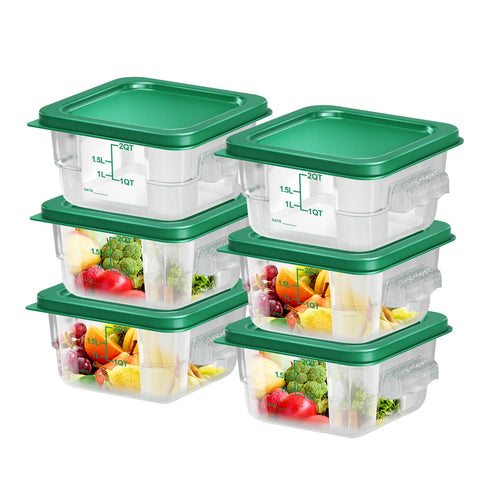 FeyBuosk 6-pack 2qt square containers with lids for easy pantry organization.