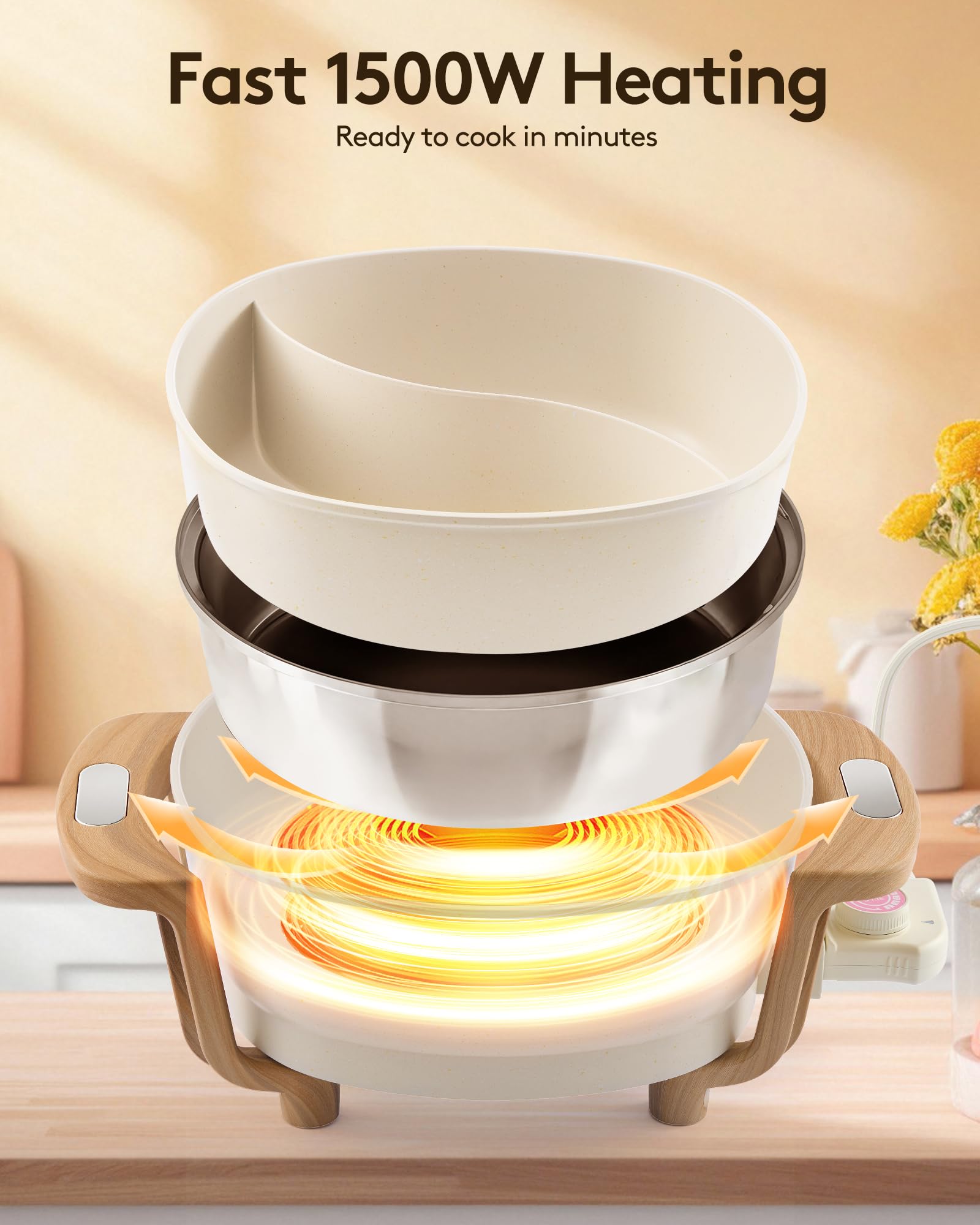 FGJ 6L large capacity pot heats quickly for gatherings.