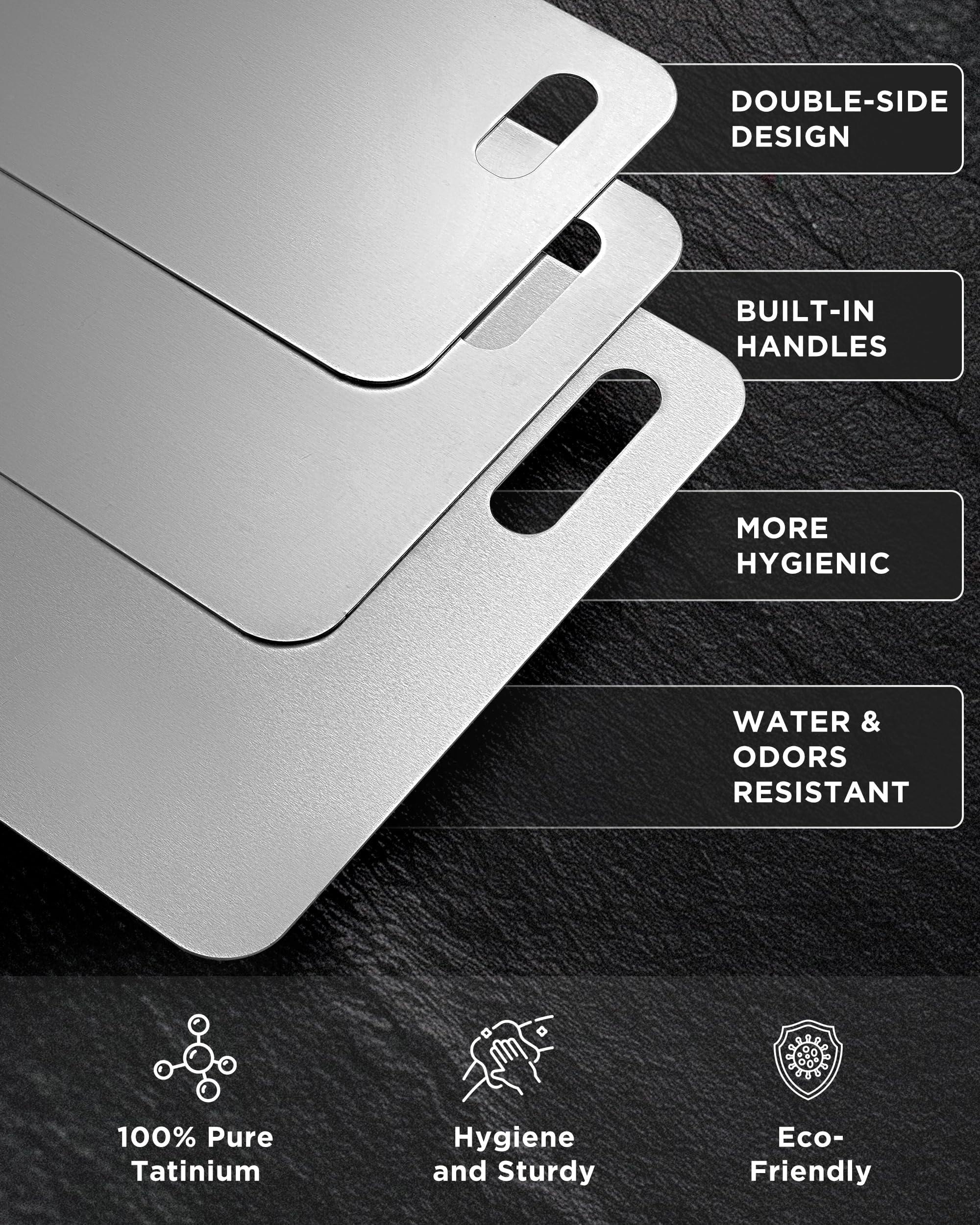 FGJ Katuchef 10.2x6.3 titanium cutting board, compact size ideal for small kitchens.