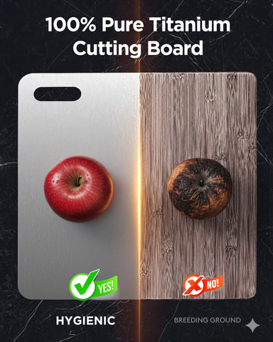 FGJ Katuchef titanium cutting board, dishwasher-safe surface for quick cleanup after meals.