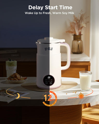 FGJ Nut Milk Maker keep warm and delay start feature for mornings