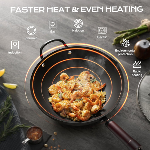 FGJ Wok induction-compatible flat bottom works on all cooktops