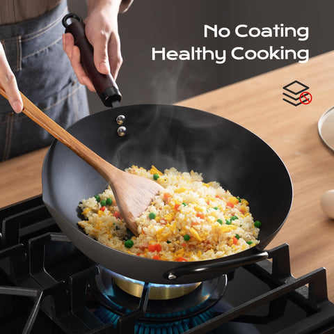 FGJ pre-seasoned nonstick surface aids easy food release.