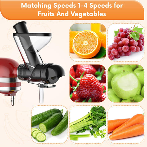 Fgreeble juice cup with attachment capturing fresh juice during operation.