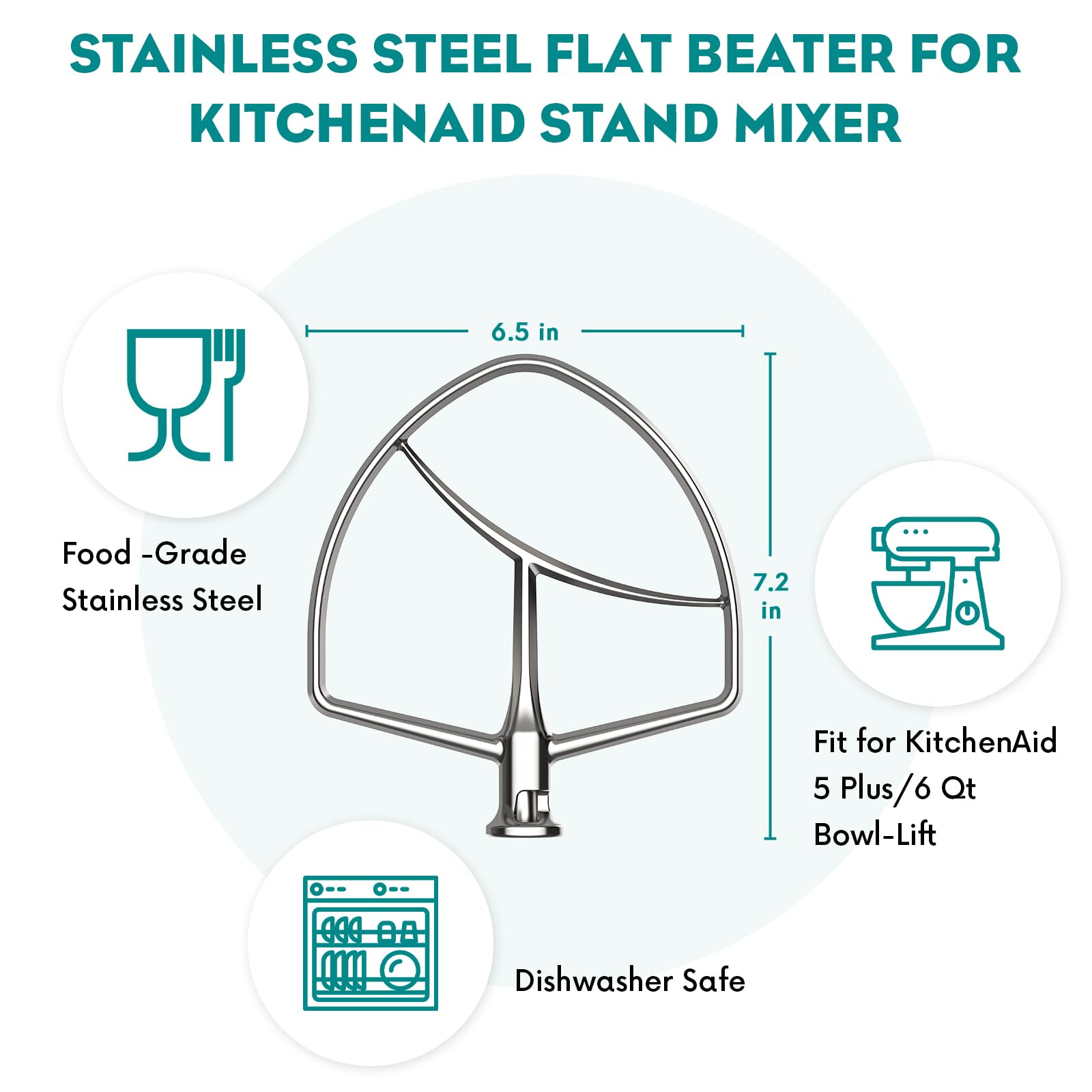Fgreeble compatibility with 5Plus and 6 Qt mixers ensures broad kitchen fit.