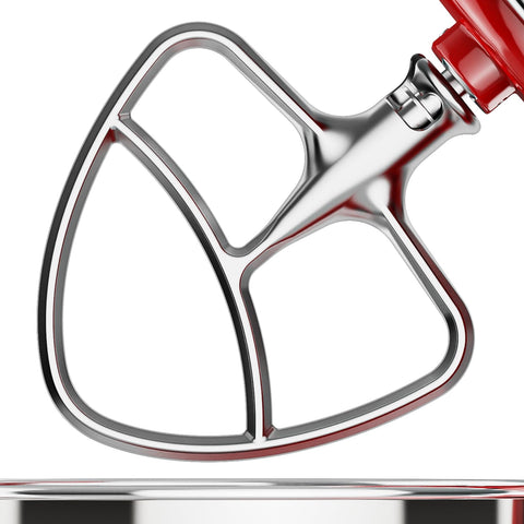 FGREEBLE stainless steel paddle attachment front view for Kitchenaid mixers, durable, even mixing.