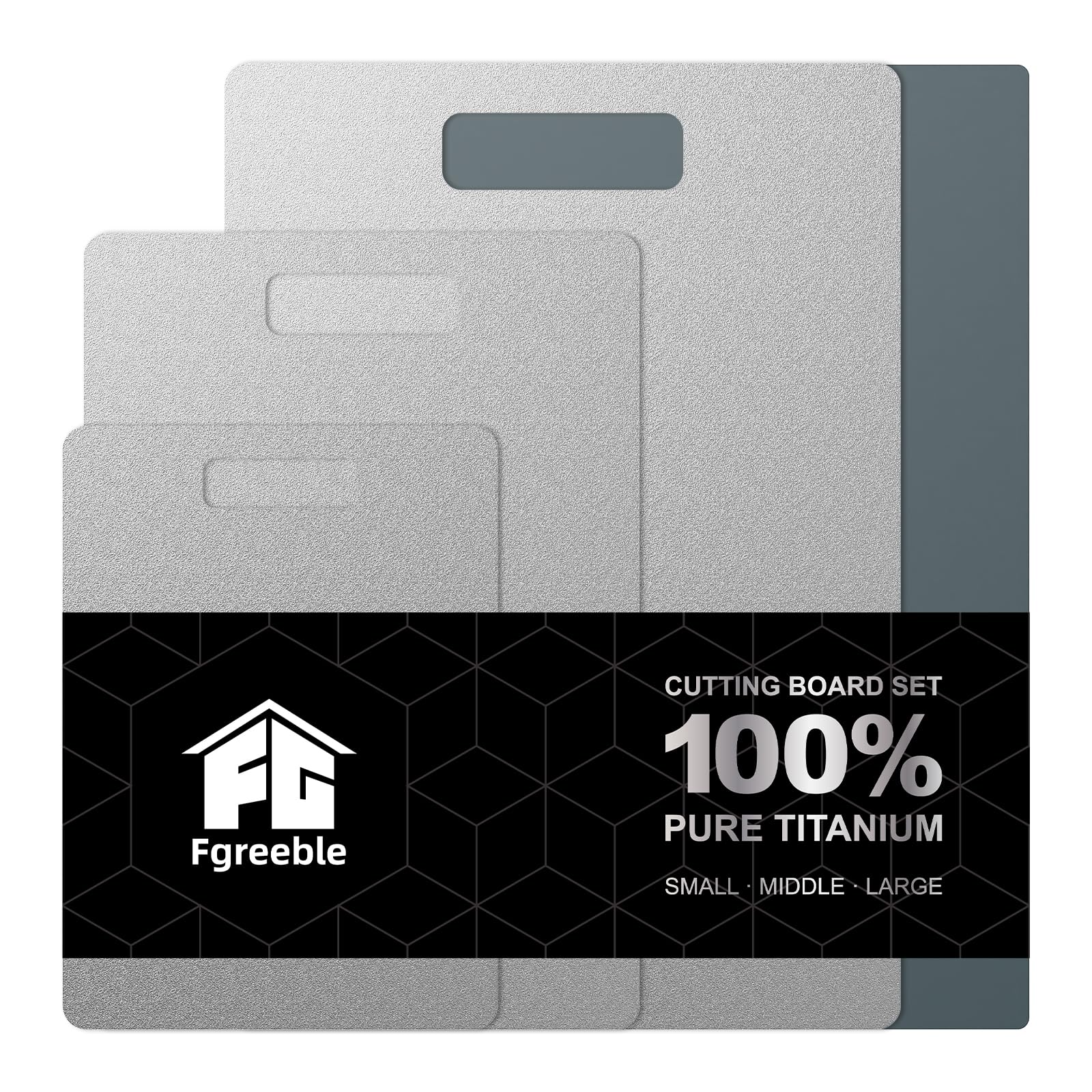 Fgreeble titanium cutting board set of 3 in a pack for home and travel prep.