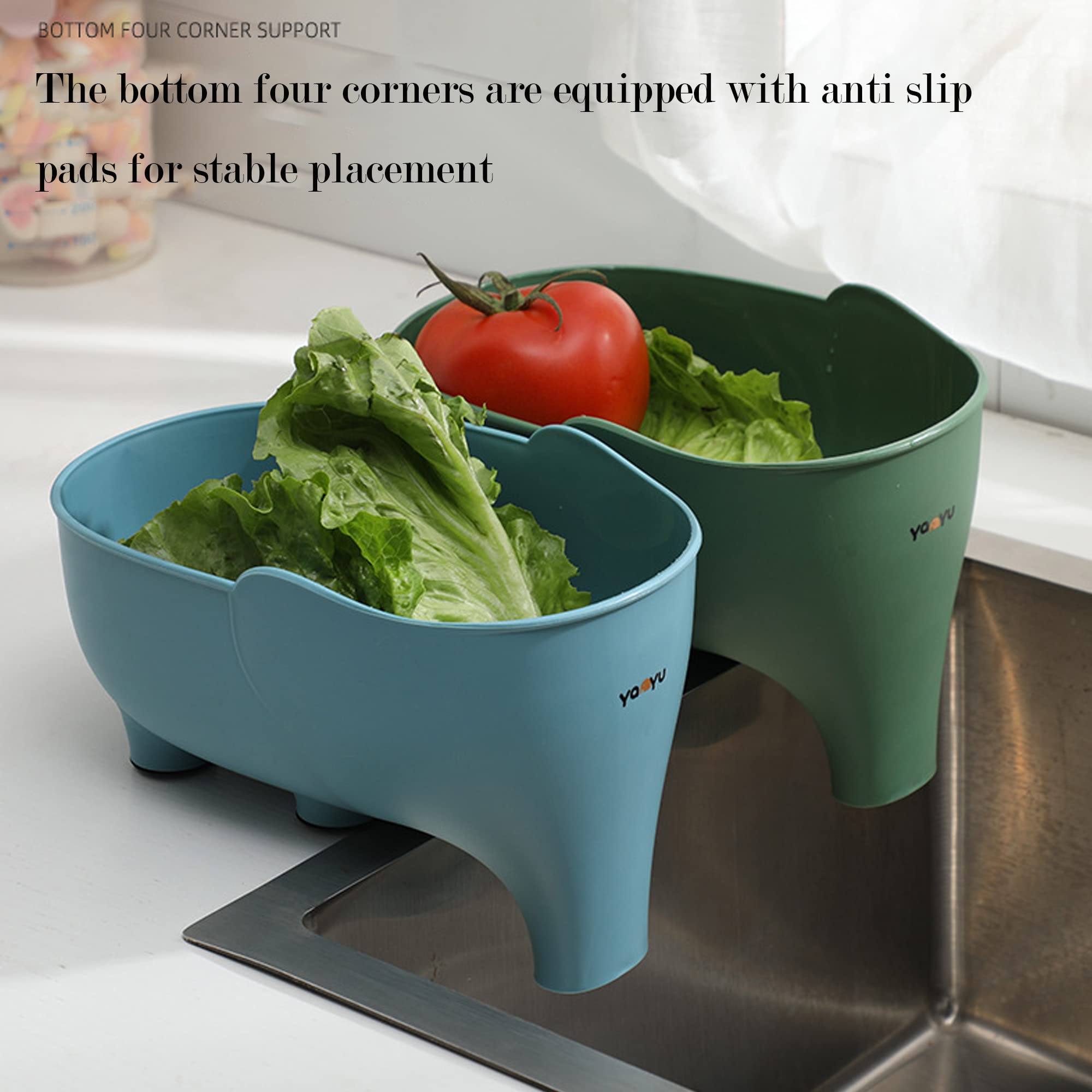 FHTECO kitchen colander with pasta drainage for quick draining after washing.