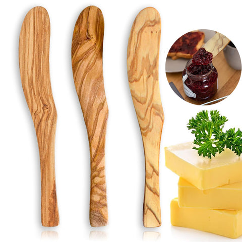 FHUMMYBT olive wood butter knife 6.8-inch for smooth butter spreading