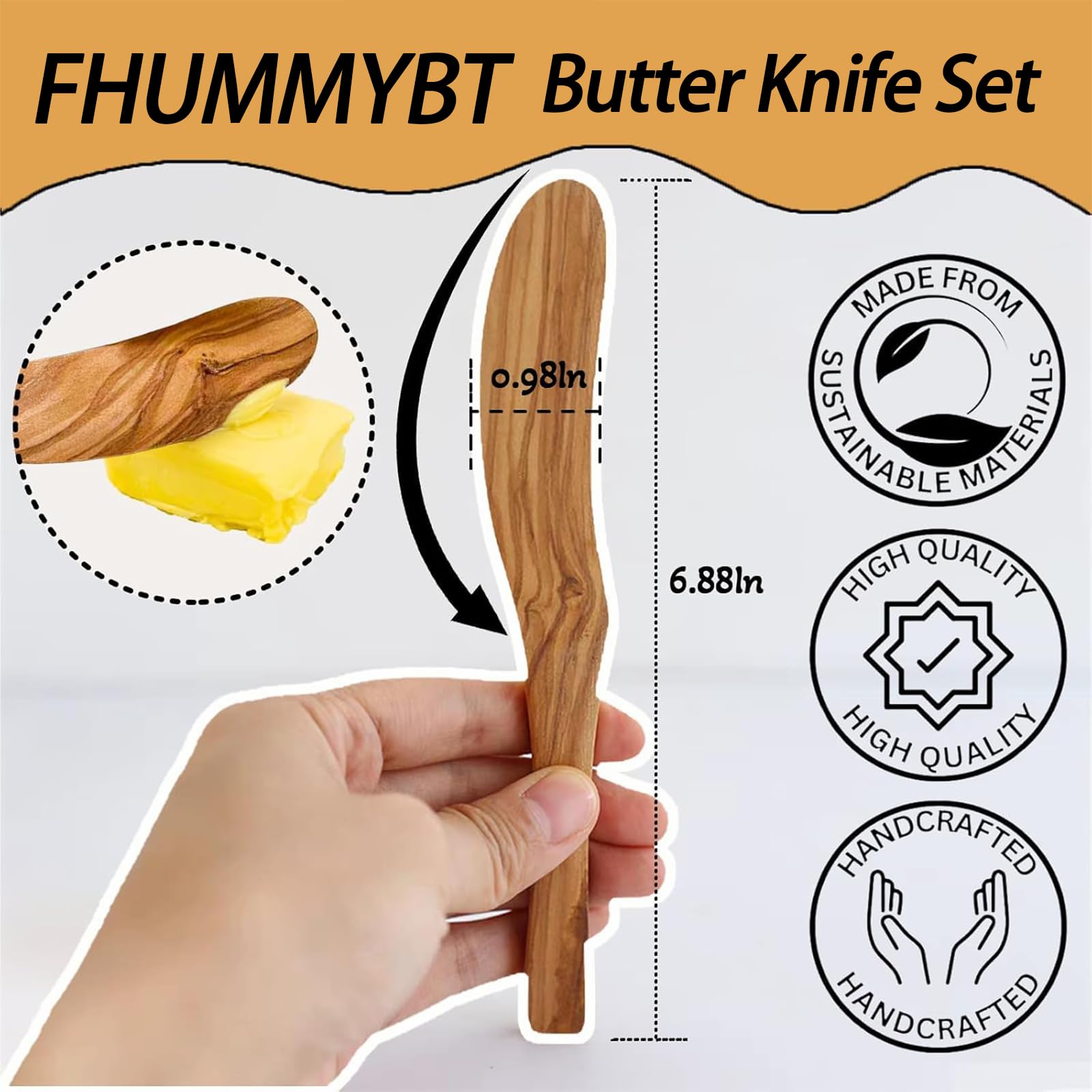 FHUMMYBT wooden spreader set 3pcs for jam, cheese, and spreads