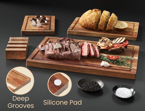 Fibogollo Acacia cutting board durable surface resists daily chopping