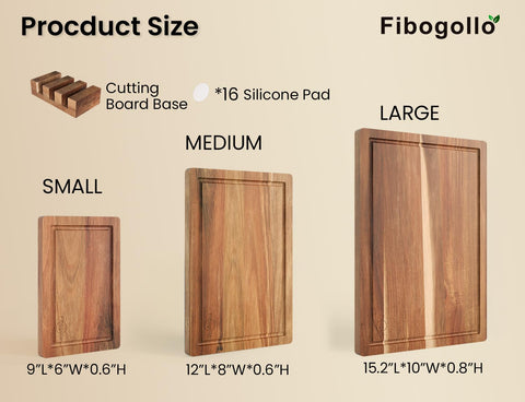 Fibogollo Acacia cutting board mineral oil treated for enhanced shine