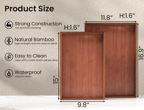 Gift-ready Fibogollo bamboo tray duo for home organization and decor.