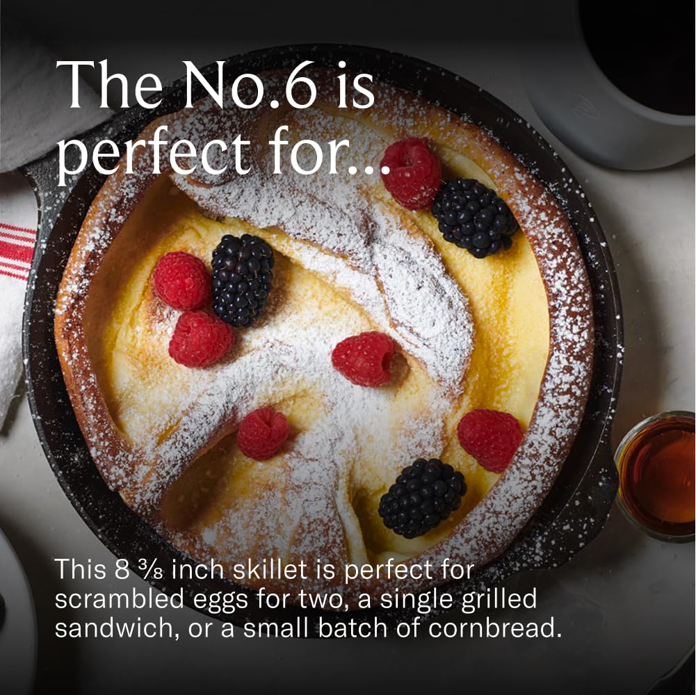 Field Company pre-seasoned skillet with grapeseed oil patina for natural nonstick.